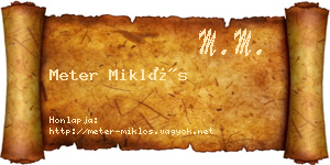 Meter Miklós névjegykártya